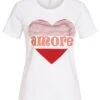 ONLY Damen Basic T-Shirt Mit Print Amore Bright Weiss Rot -ModeWelt Verkäufe 22020025
