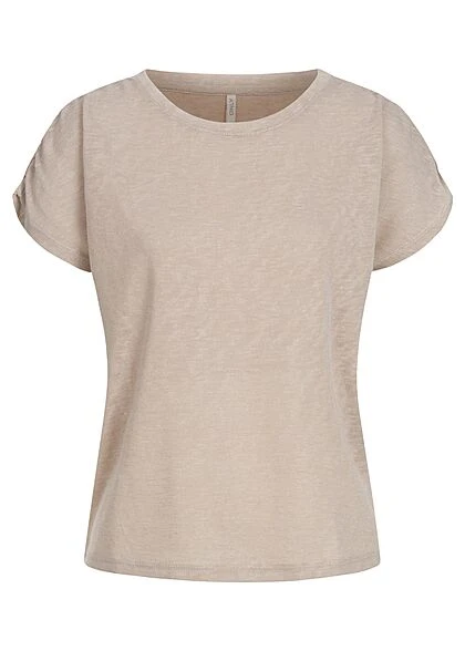 ONLY Damen NOOS T-Shirt In Strickoptik Mit Lockerer Passform Silver Lining Beige 3 ONLY Damen NOOS T-Shirt In Strickoptik Mit Lockerer Passform Silver Lining Beige