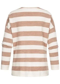 ONLY Damen V-Neck Strick Longsleeve Pullover Mit Streifen Cloud Weiss Braun -ModeWelt Verkäufe 22020052 2