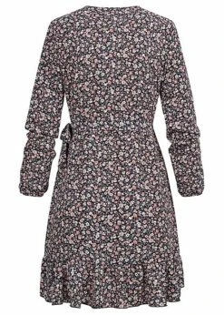 ONLY Damen NOOS V-Neck Mini Wickelkleid Mit Frilldetails Blumen Muster Night Sky Blau -ModeWelt Verkäufe 22020116 2