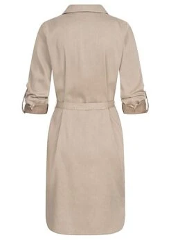VILA Damen NOOS Langarm Denim Kleid Mit Bindegürtel Knopfleiste Simply Taupe Beige -ModeWelt Verkäufe 22020390 3