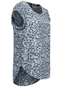 ONLY Damen NOOS Bluse Top Mit Zipper Am Rücken Blumen Print Indigo Blau -ModeWelt Verkäufe 22020639 1