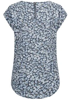 ONLY Damen NOOS Bluse Top Mit Zipper Am Rücken Blumen Print Indigo Blau -ModeWelt Verkäufe 22020639 2