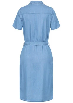 VILA Damen NOOS Blusen Kleid Jeans Look Mit 2 Brusttaschen Bindegürtel Medium Blau Denim -ModeWelt Verkäufe 22030011 2