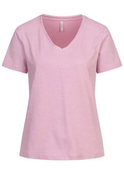 ONLY Damen Basic T-Shirt Mit V-Neck Lila