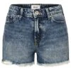 ONLY Damen Jeans Shorts Kurze Hose Im Destroyed Look 5 Pockets Medium Blau Denim