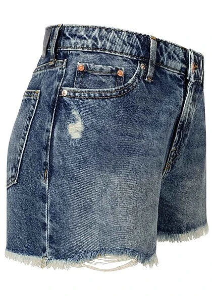 ONLY Damen Jeans Shorts Kurze Hose Im Destroyed Look 5 Pockets Medium Blau Denim 4 ONLY Damen Jeans Shorts Kurze Hose Im Destroyed Look 5 Pockets Medium Blau Denim – Bild 2