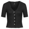 ONLY Damen Bluse Top Mit Knopfleiste Und Frilldetails Schwarz -ModeWelt Verkäufe 22030238