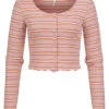 ONLY Damen Top Mit Knopfleiste Und Frilldetails Gestreift Rosa 2 ONLY Damen Top Mit Knopfleiste Und Frilldetails Gestreift Rosa -ModeWelt Verkäufe 22030244