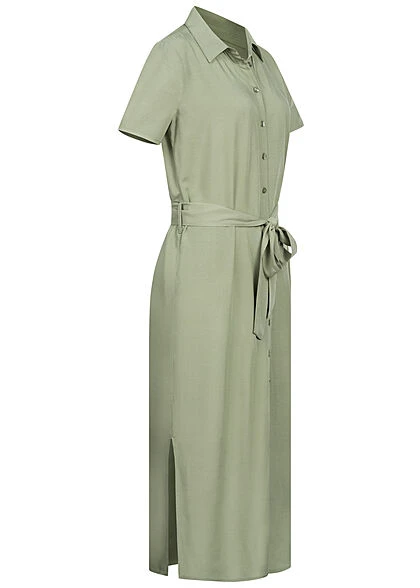 JACQUELINE DE YONG JDY By ONLY Damen Midi Hemdblusen Kleid Inkl. Bindegürtel Sea Spray Grün 4 JACQUELINE DE YONG JDY By ONLY Damen Midi Hemdblusen Kleid Inkl. Bindegürtel Sea Spray Grün – Bild 2