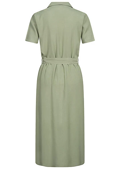 JACQUELINE DE YONG JDY By ONLY Damen Midi Hemdblusen Kleid Inkl. Bindegürtel Sea Spray Grün 5 JACQUELINE DE YONG JDY By ONLY Damen Midi Hemdblusen Kleid Inkl. Bindegürtel Sea Spray Grün – Bild 3