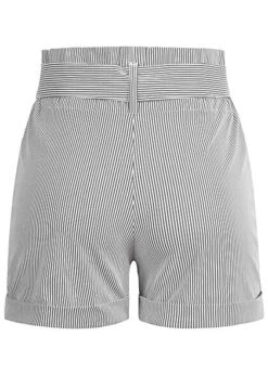 AIKI Damen Kurze Paperbag Shorts Inkl. Bindegürtel Streifen 2-Pockets Hell Grau -ModeWelt Verkäufe 22030463 2