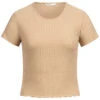 ONLY Damen NOOS Ribbed T-Shirt Mit Frilldetails Nomad Dunkel Beige -ModeWelt Verkäufe 22030627