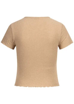 ONLY Damen NOOS Ribbed T-Shirt Mit Frilldetails Nomad Dunkel Beige -ModeWelt Verkäufe 22030627 1