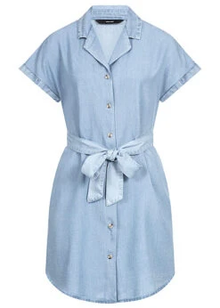 Vero Moda Damen NOOS Kleid Kurzarm Mit V-Neck Und Kragen Inkl. Bindegürtel Blau -ModeWelt Verkäufe 22030638 1