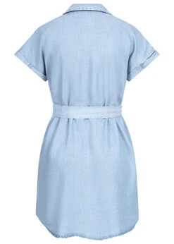 Vero Moda Damen NOOS Kleid Kurzarm Mit V-Neck Und Kragen Inkl. Bindegürtel Blau -ModeWelt Verkäufe 22030638 3