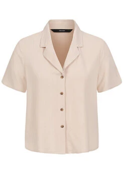 Vero Moda Damen Viskose Bluse Mit V-Neck Und Knopfleiste Silver Lining Grau