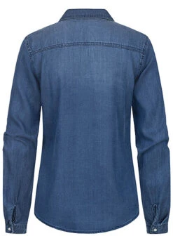VILA Damen NOOS Basic Denim Shirt Vokuhila 2 Brusttaschen Dunkel Blau Denim -ModeWelt Verkäufe 22030729 2