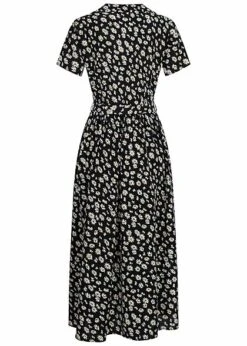 ONLY Damen V-Neck Longform Hemdblusenkleid Bindegürtel Blumen Muster Schwarz Weiss -ModeWelt Verkäufe 22030951 2