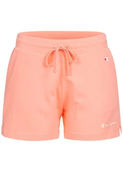 Champion Damen Classic Jersey Shorts 2-Pockets Tunnelzug Kleines Logo Peach Orange