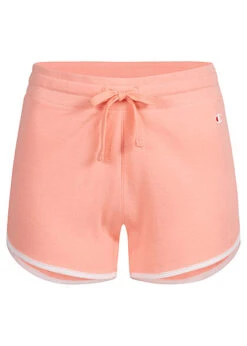 Champion Damen Gym Shorts Kurze Hose Mit Tunnelzug Konturstreifen Pink Weiss