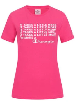 Champion Damen T-Shirt Mit Statement Print It Takes Pink Weiss