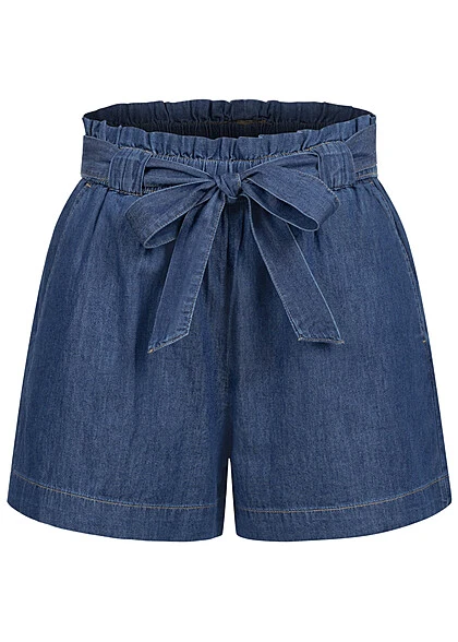 JACQUELINE DE YONG JDY By ONLY Damen Shorts Kurze Hose Mit Bindegürtel Medium Blau Denim