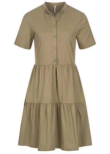 ONLY Damen Volant Kleid Kurzarm Und Knopfleiste Mermaid Grün 3 ONLY Damen Volant Kleid Kurzarm Und Knopfleiste Mermaid Grün