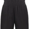 VILA Damen High-Waist Struktur Shorts Mit Rüschen Am Bund Schwarz