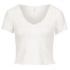 ONLY Damen Ribbed V-Neck Crop Top T-Shirt Mit Frilldetails Cloud Dancer Weiss