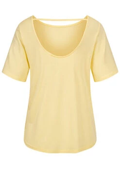 ONLY Premium Damen Shirt Top Mit Rundhals Kurzarm French Vanilla Gelb -ModeWelt Verkäufe 22040344 2