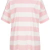 ONLY Damen Oversized T-Shirt Top Mit Streifen Parfait Pink Weiss