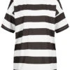ONLY Damen Oversized T-Shirt Top Mit Streifen Schwarz Weiss