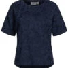 VILA Damen T-Shirt Top Strukturstoff Mit Blumenmuster Navy Blazer Blau -ModeWelt Verkäufe 22040452