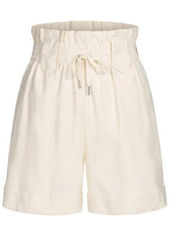 VILA Damen Paperbag Shorts Mit Gummibund Birch Beige