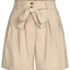VILA Damen High Waist Shorts Mit Bindegürtel Und 2-Pockets Cement Beige -ModeWelt Verkäufe 22040469
