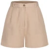 VILA Damen High-Waist Leinen Viskose Shorts Mit Zierfalten Cement Beige Grau -ModeWelt Verkäufe 22040641