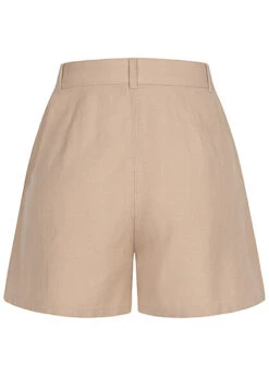 VILA Damen High-Waist Leinen Viskose Shorts Mit Zierfalten Cement Beige Grau -ModeWelt Verkäufe 22040641 2