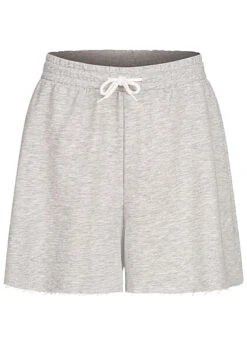 ONLY Damen Lockere Sweat Shorts Mit Tunnelzug Offener Nahtabschluss Hell Grau Mel.