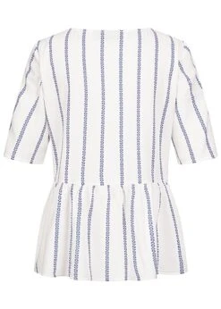 PIECES Damen 1/2 Arm V-Neck Viskose Bluse Tunika Mit Knopfleiste Cloud Weiss Blau -ModeWelt Verkäufe 22040721 1