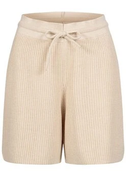 ONLY Damen High-Waist Rib Strick Shorts Mit Tunnelzug Pumice Stone Beige
