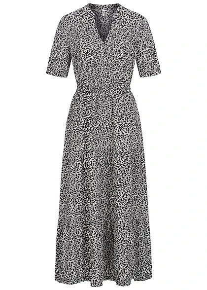 JACQUELINE DE YONG JDY By ONLY Damen V-Neck Maxikleid M. Smokdetail Blumen Muster Cloud Weiss Schwarz -ModeWelt Verkäufe 22040762