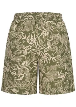 VILA Damen High-Waist Leinen Shorts 2-Pockets Tunnelzug Tropical Print Beige Grün -ModeWelt Verkäufe 22040771 2