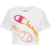 Champion Damen Crop Top T-Shirt Mit Logo Print Weiss Multicolor -ModeWelt Verkäufe 22040836