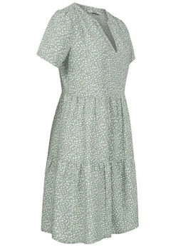 ONLY Damen NOOS Kleid Mit V-Neck Und Kurzarm All Over Print Grün Weiss -ModeWelt Verkäufe 22040841 1
