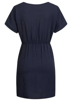 Cloud5ive Damen Kleid Mit Bindedetail Und 2-Pockets Navy Blau -ModeWelt Verkäufe 22046389 2
