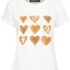 Cloud5ive Damen T-Shirt Mit Herzen Print Weiss