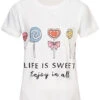 Cloud5ive Damen T-Shirt Mit Lolly Print Weiss