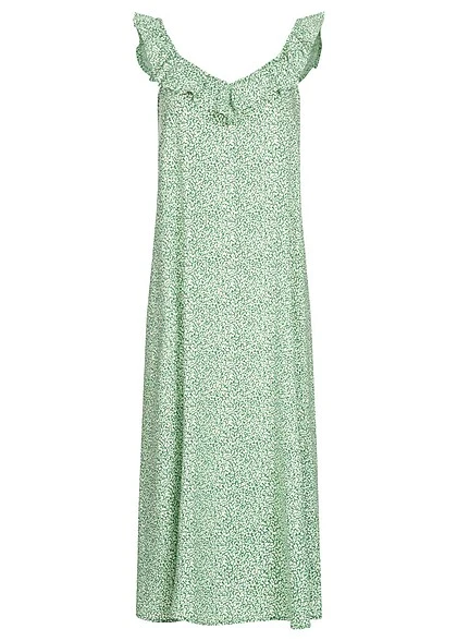 JACQUELINE DE YONG JDY By ONLY Damen Kleid Mit Dekorativem Rüschendetail Medium Grün Weiss 3 JACQUELINE DE YONG JDY By ONLY Damen Kleid Mit Dekorativem Rüschendetail Medium Grün Weiss