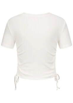 ONLY Damen Ribbed T-Shirt M. Seitl. Raffdetailschnüren Cloud Dancer Weiss -ModeWelt Verkäufe 22050015 2